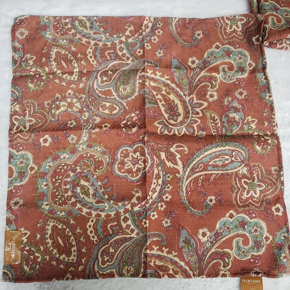 Harvest Season Nutmeg Paisley Boho Thanksgiving Holiday Dinner Napkins x4 NWT